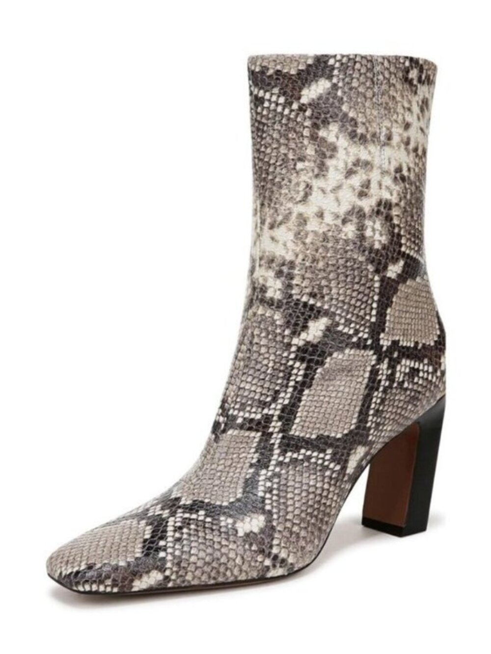 New Franco Sarto Booties Briar Grey Snake Print Snip Toe Heel